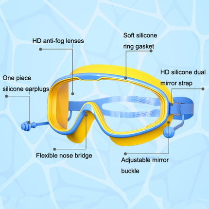 Large Frame Waterproof and Anti-fog HD Transparent Children Swimming Goggles, HD Transparent Swimming Goggles(White), HD Transparent Swimming Goggles(Pink), HD Transparent Swimming Goggles(Blue Yellow), HD Transparent Swimming Goggles(Blue White)������...