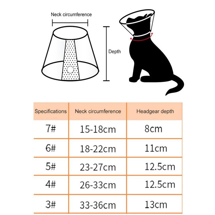 Pet Protective Headgear Cat And Dog Anti-Bite Collar After Cosmetic And Operation, Size: No.7/8cm, No.7, No.5, No.4, No.3