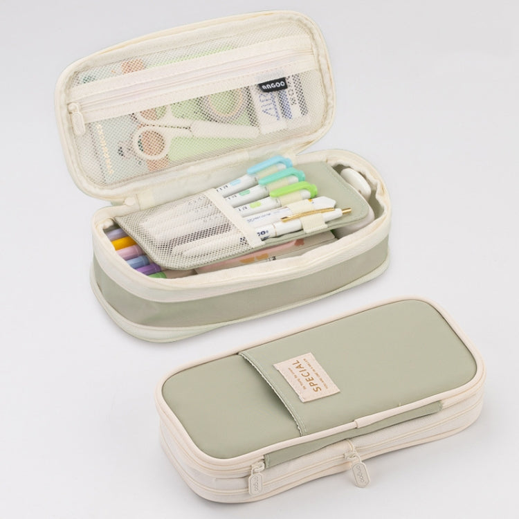 Angoo Macaron Double-layer Retractable Large-capacity Pencil Case Stationery Box, Pink, Green, Light Blue, Dark Blue, Purple