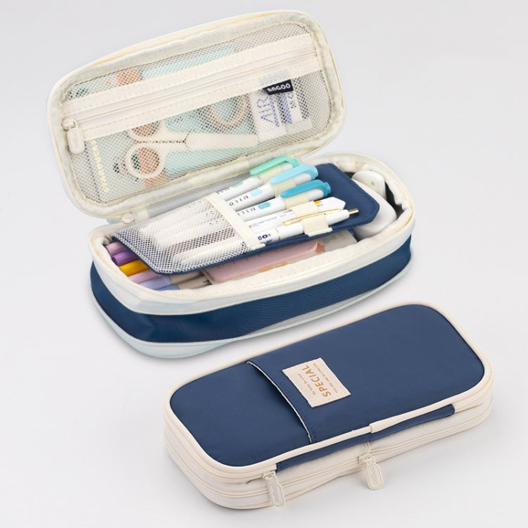 Angoo Macaron Double-layer Retractable Large-capacity Pencil Case Stationery Box, Pink, Green, Light Blue, Dark Blue, Purple