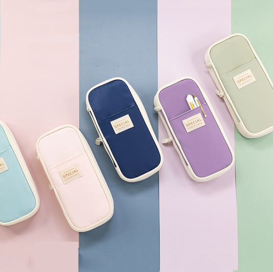 Angoo Macaron Double-layer Retractable Large-capacity Pencil Case Stationery Box, Pink, Green, Light Blue, Dark Blue, Purple