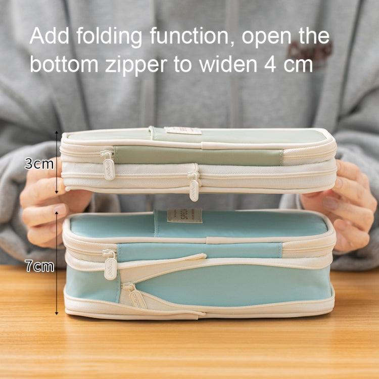 Angoo Macaron Double-layer Retractable Large-capacity Pencil Case Stationery Box, Pink, Green, Light Blue, Dark Blue, Purple