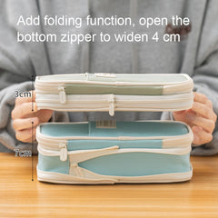 Angoo Macaron Double-layer Retractable Large-capacity Pencil Case Stationery Box, Pink, Green, Light Blue, Dark Blue, Purple