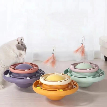 Tumbler Turntable Pet Cat Planet Toy, Pink Purple, White Yellow, Purple Blue