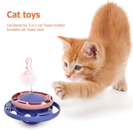 Tumbler Turntable Pet Cat Planet Toy, Pink Purple, White Yellow, Purple Blue