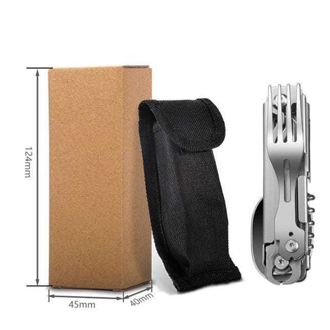 6-in-1 Folding Tableware (Fork/Knife/Spoon/Bottle Opener) for Camping and Survival