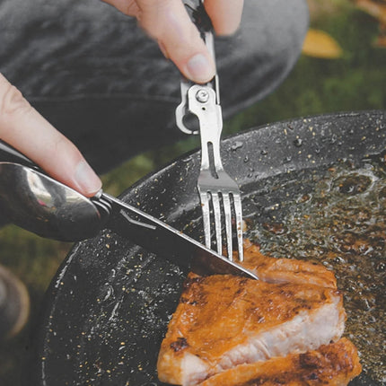 6-in-1 Folding Tableware (Fork/Knife/Spoon/Bottle Opener) for Camping and Survival
