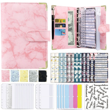 A6 Binder Budget Book Marbled Notebook PU Leather Binder