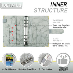 A6 Binder Budget Book Marbled Notebook PU Leather Binder