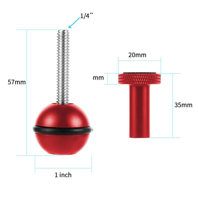Ball Head Adapter Adjustable Screw Fixed Mount  Camera Underwater Diving Photography Lights Bracket, 1/4 Inch Red, 1/4 Inch  Black, M5 Screw Black
