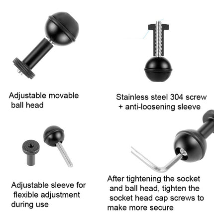 Ball Head Adapter Adjustable Screw Fixed Mount  Camera Underwater Diving Photography Lights Bracket, 1/4 Inch Red, 1/4 Inch  Black, M5 Screw Black