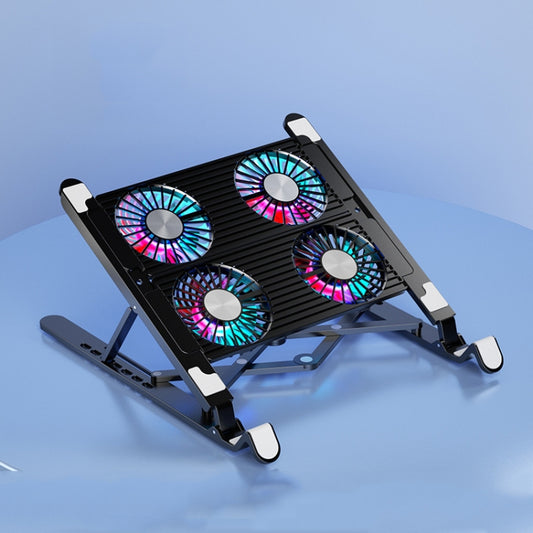 Laptop Radiator Bracket Folding Storage Air-cooled Cooling Base,Style:, Double Fan, Four Fan