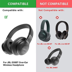 2 fundas de espuma para auriculares JBL E55BT, color: sin LR, negro, gris, verde