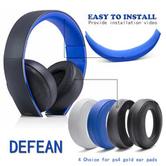 2 PCS Headphone Sponge Cover for SONY PS3 PS4 7.1 Gold,Style:, Black Earpads, White Earpads, Blue Headband, Blue Earpads, Velvet Earpads, Lamb Leather Earpads, Black  Headband, Cloth Fiber Earpads, Burlap Grey Earpads, Gray  Earpads