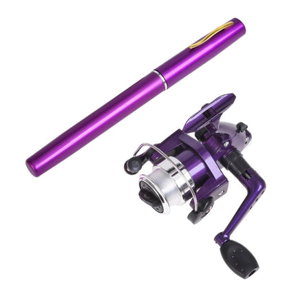LEO Pen Type Fishing Rod & Spinning Wheel Fishing Reel Portable Pocket Fishing Gear, H8022G Gold, H8022PU Purple, H8022 Silver