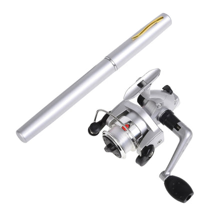 LEO Pen Type Fishing Rod & Spinning Wheel Fishing Reel Portable Pocket Fishing Gear, H8022G Gold, H8022PU Purple, H8022 Silver