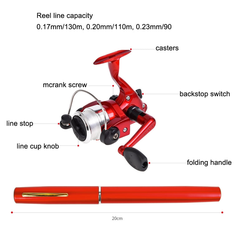 LEO Pen Type Fishing Rod & Spinning Wheel Fishing Reel Portable Pocket Fishing Gear, H8022G Gold, H8022PU Purple, H8022 Silver