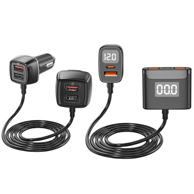 One For Four Car Charger QC3.0 Fast Charge 4USB Car Front And Rear Seat Car Charger, Style:, Standard Edition, Upgraded Edition