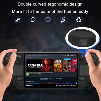 All-Inclusive Silicone Cover With Button Cap For Steam Deck, (Black), (Blue), (Red), (Pink)