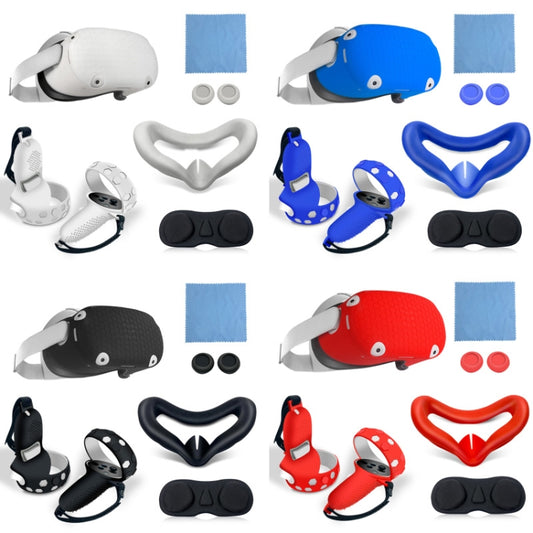 6 PCS/Set For Meta Quest Silicone All-Inclusive Console Controller Cover, White, Blue, Black, Red