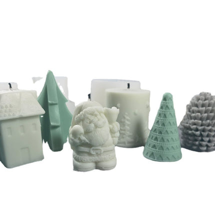 DIY Christmas Candle Aromatherapy Gypsum Silicone Mold, Shape:, Santa, Simple Christmas Tree, Triangular Christmas Tree, Christmas Gift, Single Stereo, Snow House 3, Single Christmas Cylinder, Origami Christmas Tree, 8 Cone Contest Christmas Tree      ...