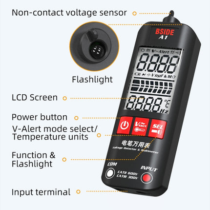 BSIDE A1 Dual Mode Smart Handheld Hochpräzise Erkennung Elektriker Spannungsmultimeter ohne Batterie, A1