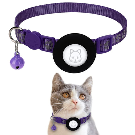 Collar reflectante para gatos con cascabel para rastreador Airtag, azul, morado, negro, rosa, naranja, verde claro, rojo rosa, verde, amarillo