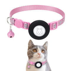 Pet Cat Reflective Collar with Bell for Airtag Tracker, Blue, Purple, Black, Pink, Orange, Light Green, Rose Red, Green, Yellow