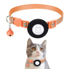 Pet Cat Reflective Collar with Bell for Airtag Tracker, Blue, Purple, Black, Pink, Orange, Light Green, Rose Red, Green, Yellow