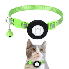 Pet Cat Reflective Collar with Bell for Airtag Tracker, Blue, Purple, Black, Pink, Orange, Light Green, Rose Red, Green, Yellow