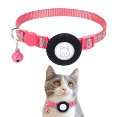 Pet Cat Reflective Collar with Bell for Airtag Tracker, Blue, Purple, Black, Pink, Orange, Light Green, Rose Red, Green, Yellow