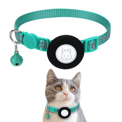 Pet Cat Reflective Collar with Bell for Airtag Tracker, Blue, Purple, Black, Pink, Orange, Light Green, Rose Red, Green, Yellow