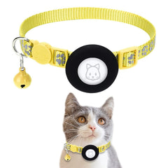 Pet Cat Reflective Collar with Bell for Airtag Tracker, Blue, Purple, Black, Pink, Orange, Light Green, Rose Red, Green, Yellow