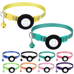 Pet Cat Reflective Collar with Bell for Airtag Tracker, Blue, Purple, Black, Pink, Orange, Light Green, Rose Red, Green, Yellow