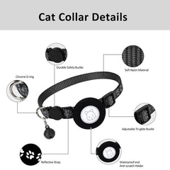 Pet Cat Reflective Collar with Bell for Airtag Tracker, Blue, Purple, Black, Pink, Orange, Light Green, Rose Red, Green, Yellow