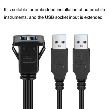 RF-56 Dual-port USB3.0 Waterproof Cable Car Dashboard Audio Extension Line, Cable Length: 1m, Dashboard Audio Extension Line