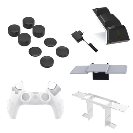 JYS JYS-P5151 For PS5 12 In 1 Handle Charger + Rocker Cap + Privacy Cover + Silicone Cover + Bracket Set