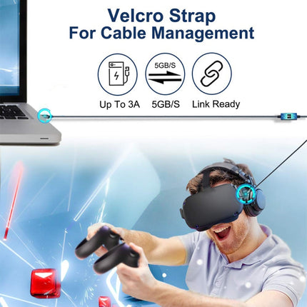 USB3.2 Gen1 VR Link Streamline For Oculus Quest 2, C-C+USB3.1 5M