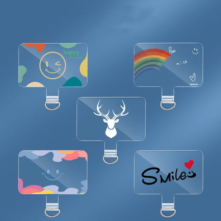 Universal Phone Lanyard Gasket Back Stick TPU Connecting Piece, Smile, Colored Smiley Face, Happy, Rainbow, Deer, Adorable Tiger