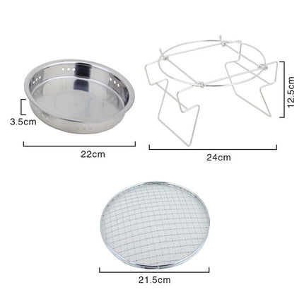 RG_011 Outdoor Round Folding Stainless Steel Barbecue Grill, Size:, 22 x 14cm, 30 x 19.5cm