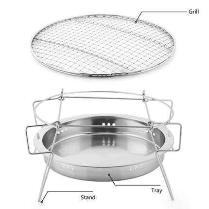 RG_011 Outdoor Round Folding Stainless Steel Barbecue Grill, Size:, 22 x 14cm, 30 x 19.5cm