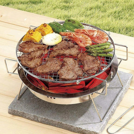 RG_011 Outdoor Round Folding Stainless Steel Barbecue Grill, Size:, 22 x 14cm, 30 x 19.5cm