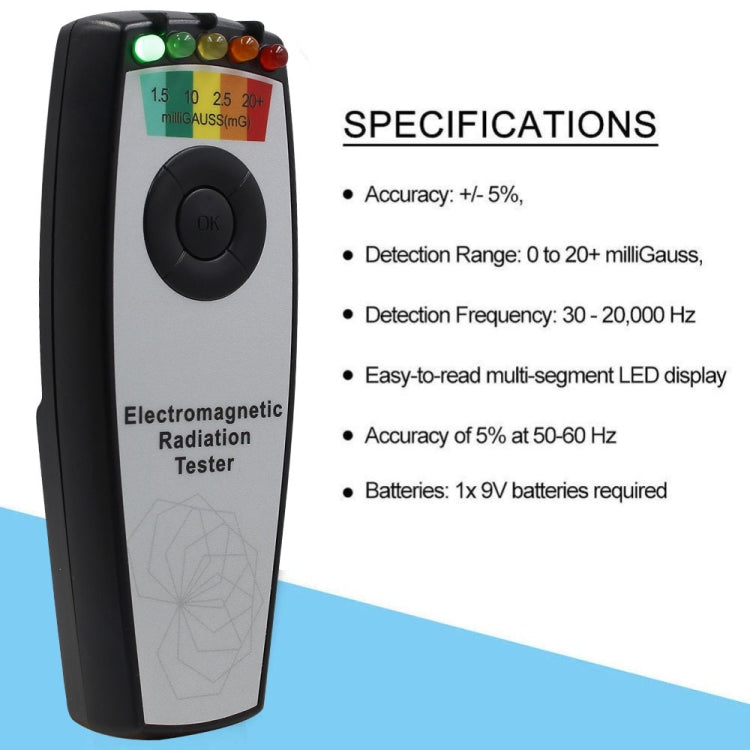 5 LED Electromagnetic Field EMF Gauss Meter Ghost Hunting Detector, Style 1  Blue