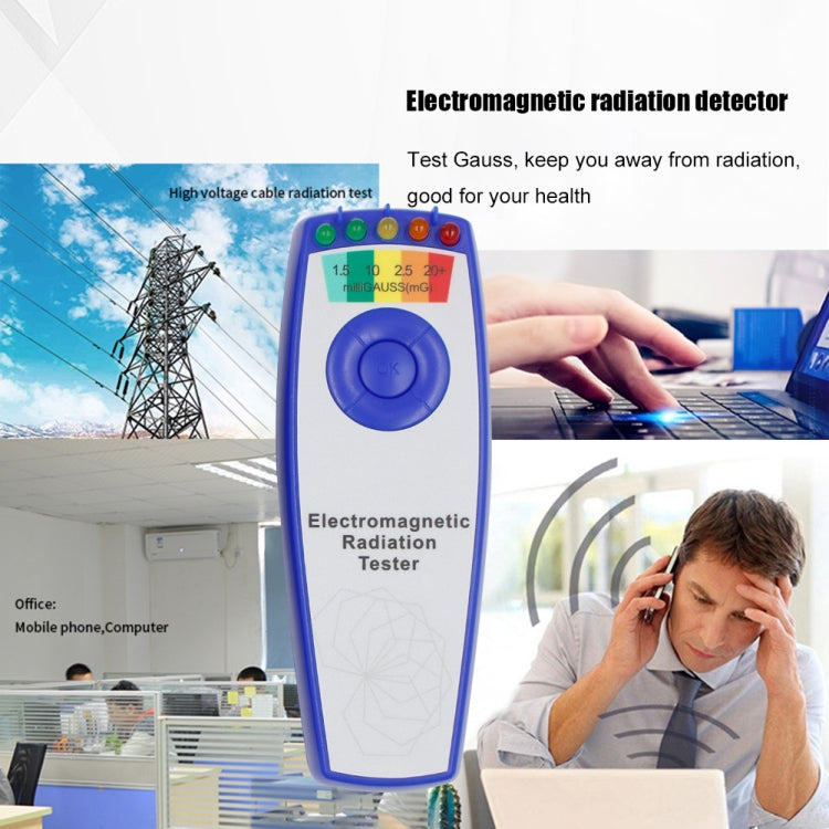 5 LED Electromagnetic Field EMF Gauss Meter Ghost Hunting Detector, Style 1  Blue