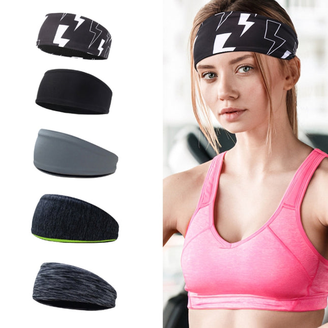 Sports Sweatband Fitness Antiperspirant Headband, Lightning Black, Classic Black, Temperament Gray, Dark Gray, Striped Gray