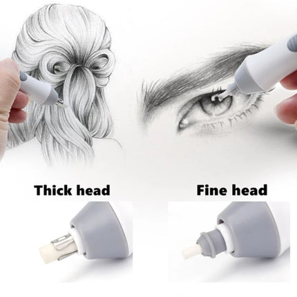 Tenwin 8302 Adjustable Electric Eraser With Rubber Refills For Sketch Drawing Erasing, Black, White, Grey