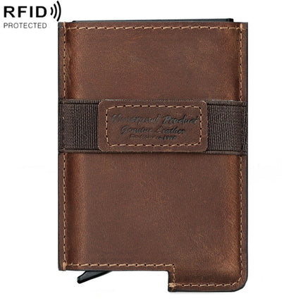 HUMERPAUL BP977 RFID Anti-Theft Card Box Leather Automatic Credit Card Set, BP977 Black, BP977 Dark Brown, BP977 Brown