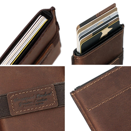 HUMERPAUL BP977 RFID Anti-Theft Card Box Leather Automatic Credit Card Set, BP977 Black, BP977 Dark Brown, BP977 Brown
