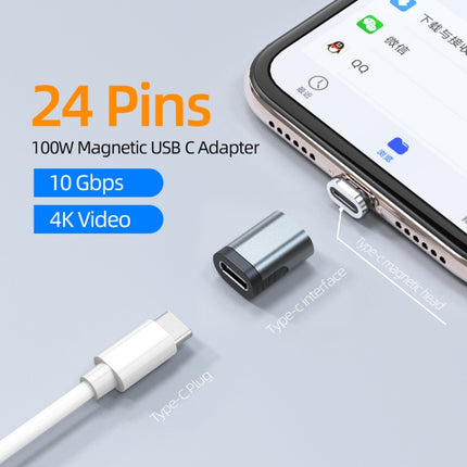 TZ28 PD 100W 24Pin Fast Charge Data and Video Transmission Type-C / USB-C Magnetic Adapter