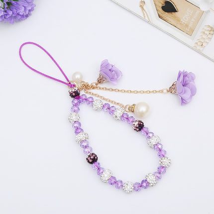 Pulsera de flores de yeso y arcilla de cerámica para niñas con cordón para teléfono móvil de cristal, azul, rojo grande, morado, negro, blanco y rosa